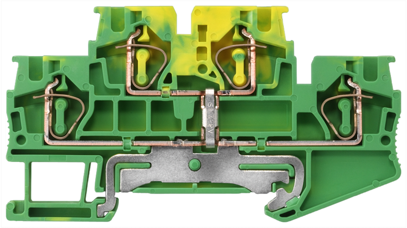 Siemens Green/Yellow DIN Rail Terminal Block, 6mm², Double-Level, Spring Termination