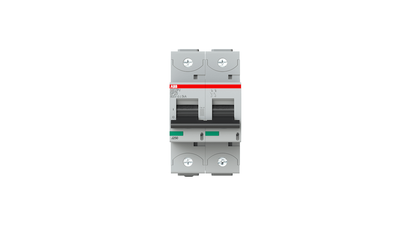 Disjoncteur ABB S800PV 2P, 25A, montage rail DIN