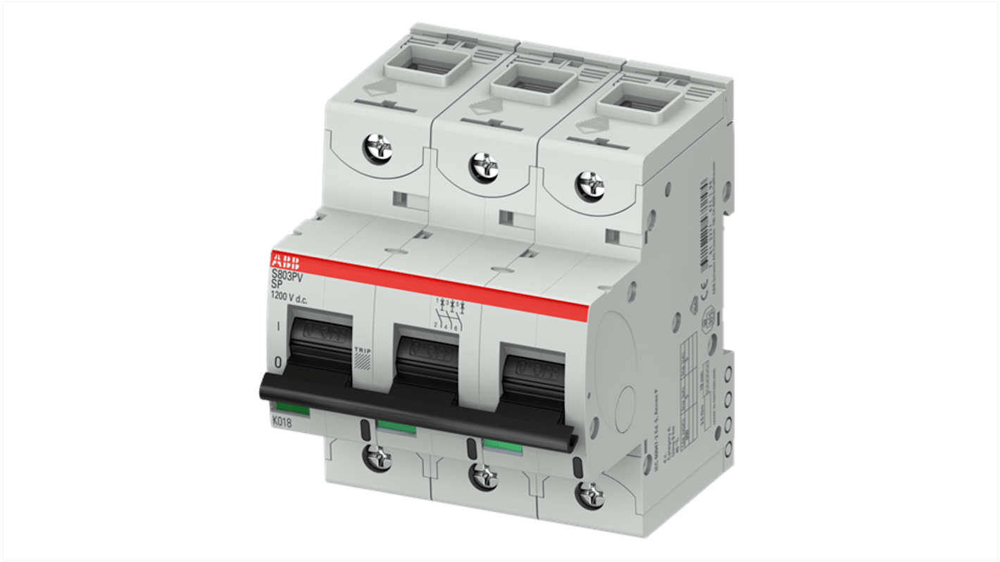 Interruptor automático 3P, 125A, Curva Tipo B S803PV-SP125, Montaje en Carril DIN