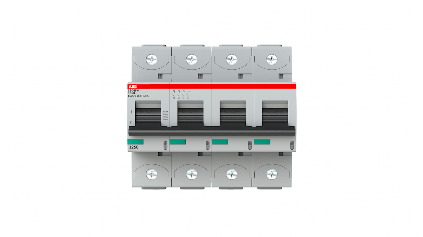 Disjoncteur ABB S800PV 4P, 50A, montage rail DIN