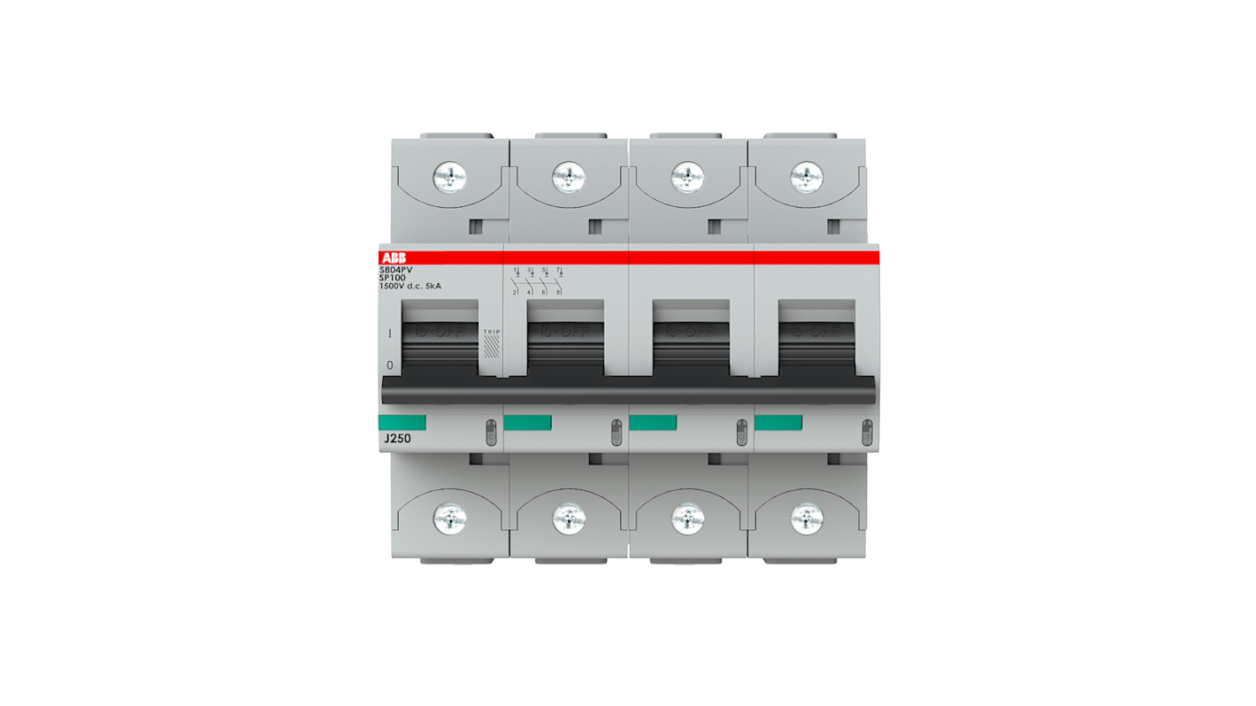 ABB S800PV Leitungsschutzschalter Typ B, 4-polig 100A DIN-Schienen-Montage