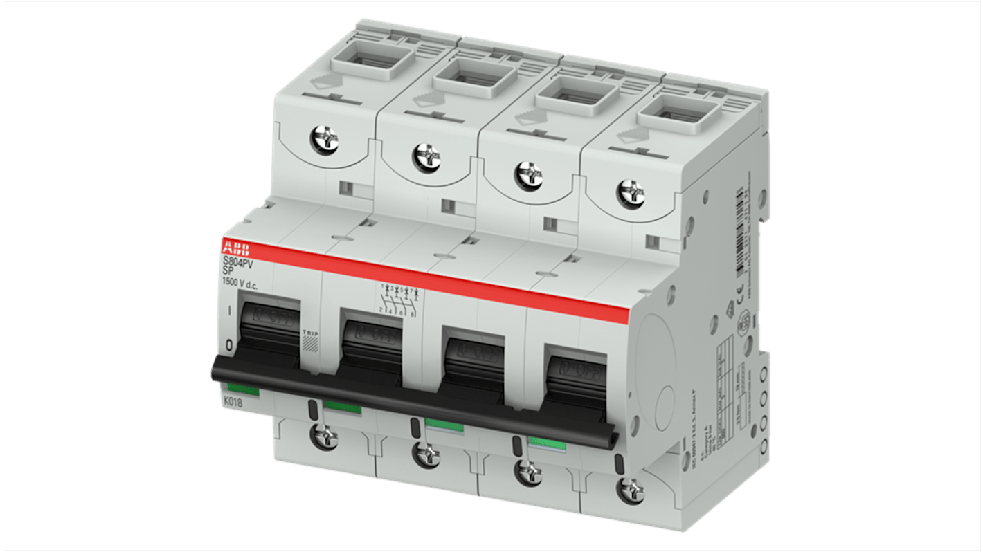 Disjoncteur ABB S800PV 4P, 125A, montage rail DIN