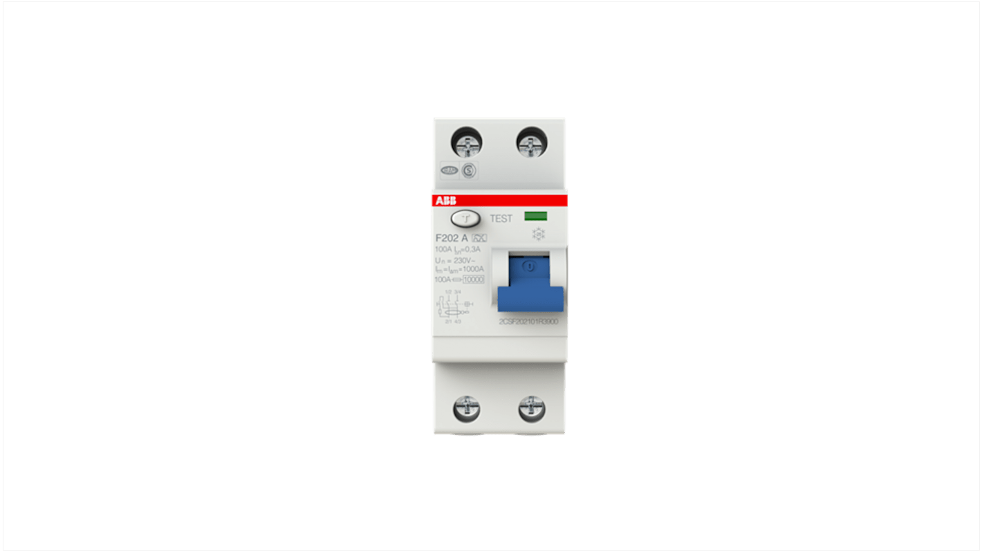 ABB F200 RCCB, 2-polig, 100A, 300mA Typ A 230V ac