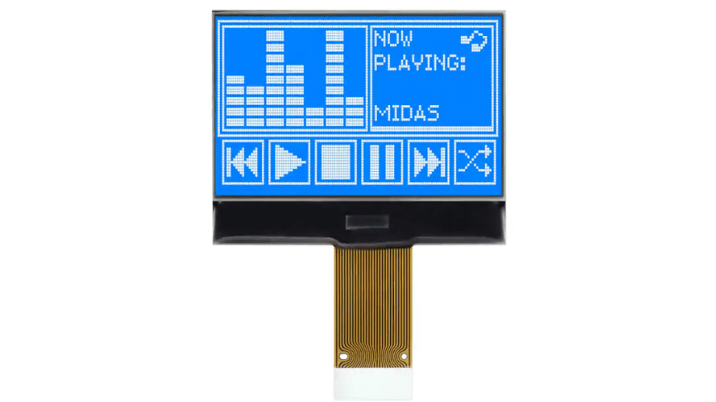 Display monocromo LCD gráfico Ninguno Midas, transmisivo, 128 x 64pixels, área 50.6 x 31.0mm