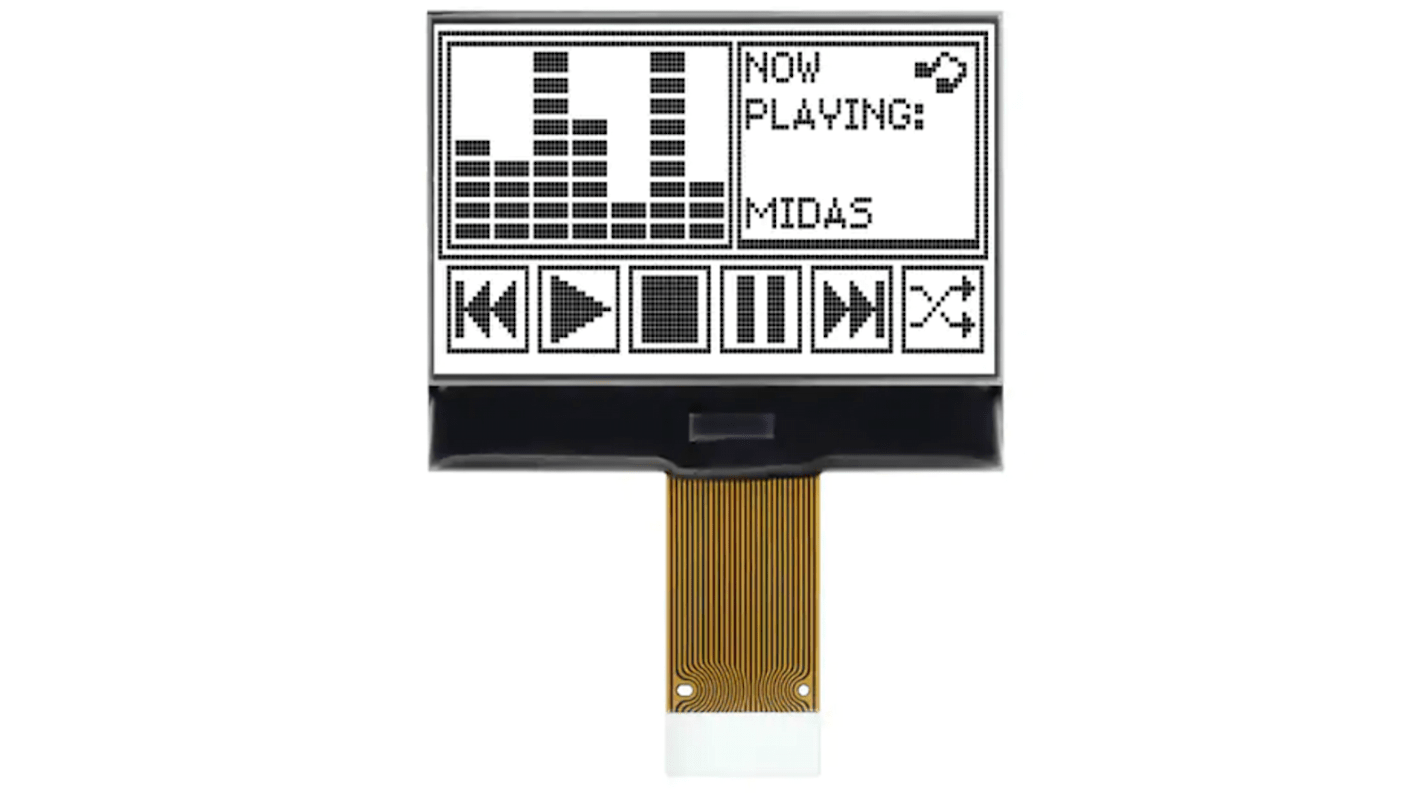 Midas Monochrom LCD, Graphisch 128 x 64, Hintergrund Weiß reflektiv, Parallel Interface