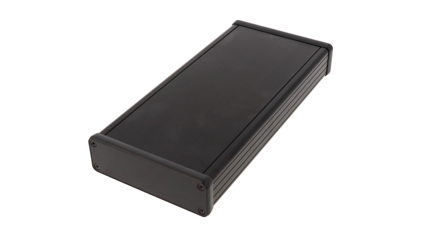 Hammond 1455 Series Black Extruded Aluminium Enclosure, IP54, Black Lid, 220 x 103 x 31mm