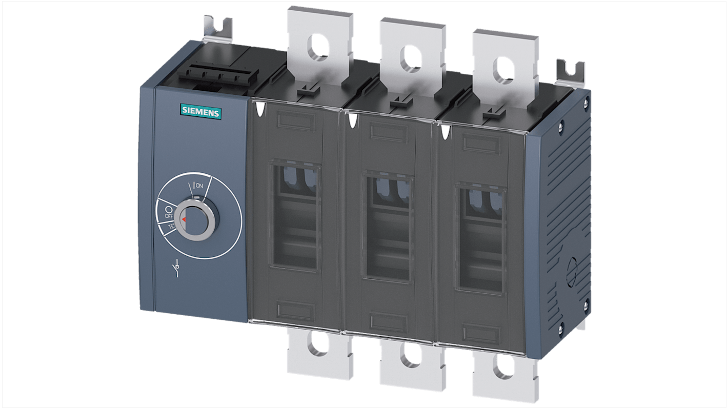 Siemens 3P Pole Surface Mount Switch Disconnector - 630A Maximum Current, 12W Power Rating, IP00, IP20