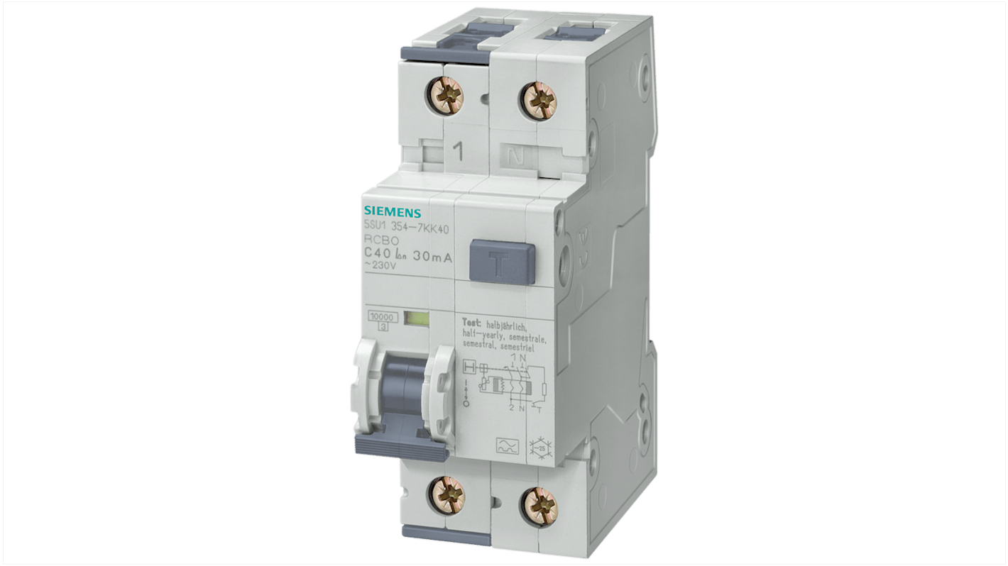 Siemens Sentron 5SU1 FI/LS-Schalter 16A, 2-polig, Empfindlichkeit 300mA