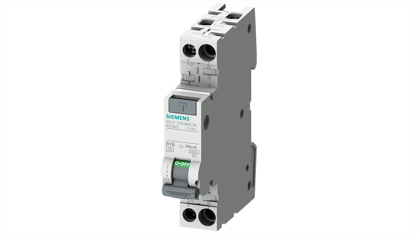 5SV1616-6KK13 | Siemens RCBO, 13A Current Rating, 2P Poles, 300mA Trip ...