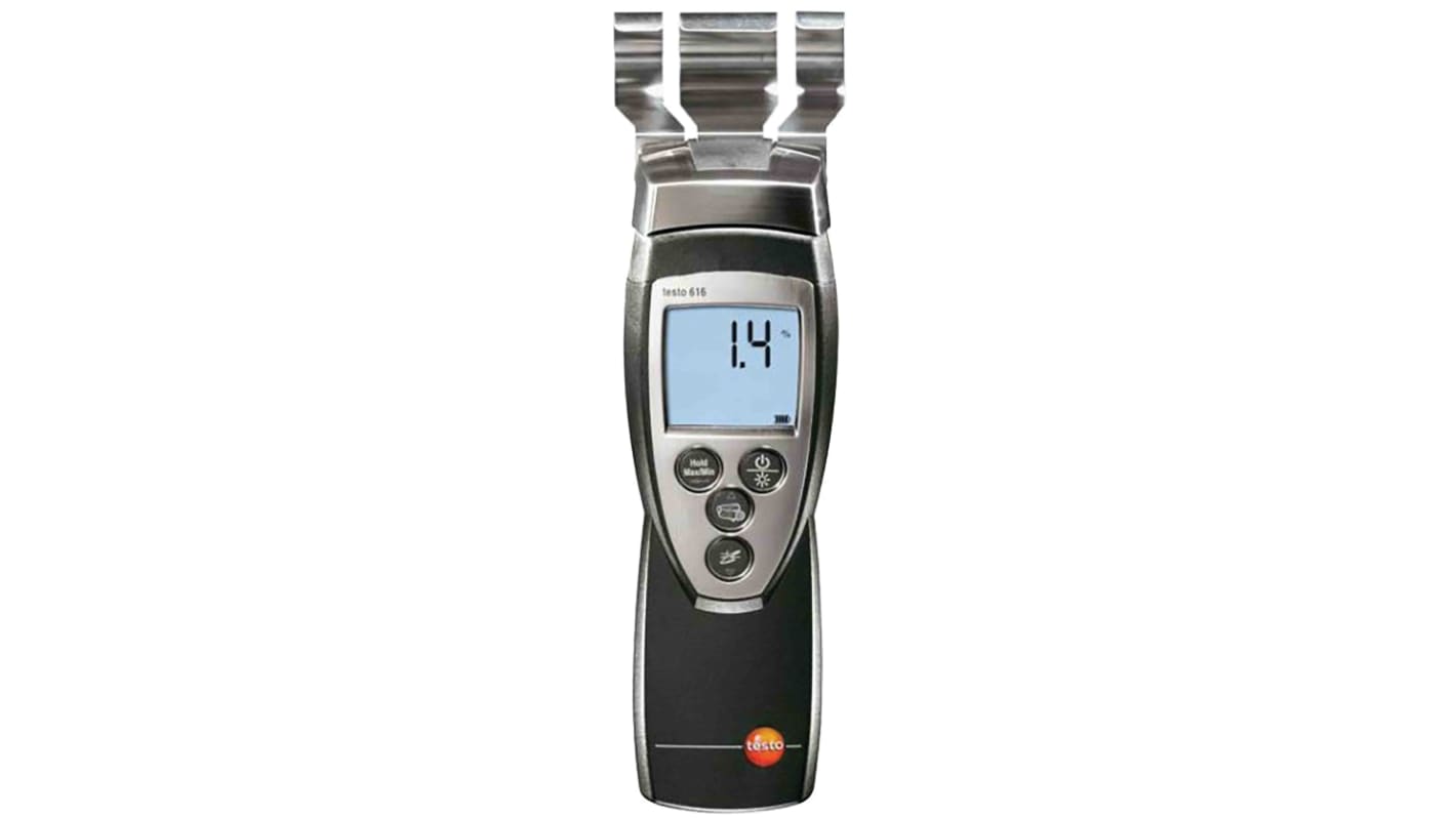 Testo 616 Moisture Meter, 50 % RH Max, 0.1 % Accuracy, LCD Display, Battery-Powered