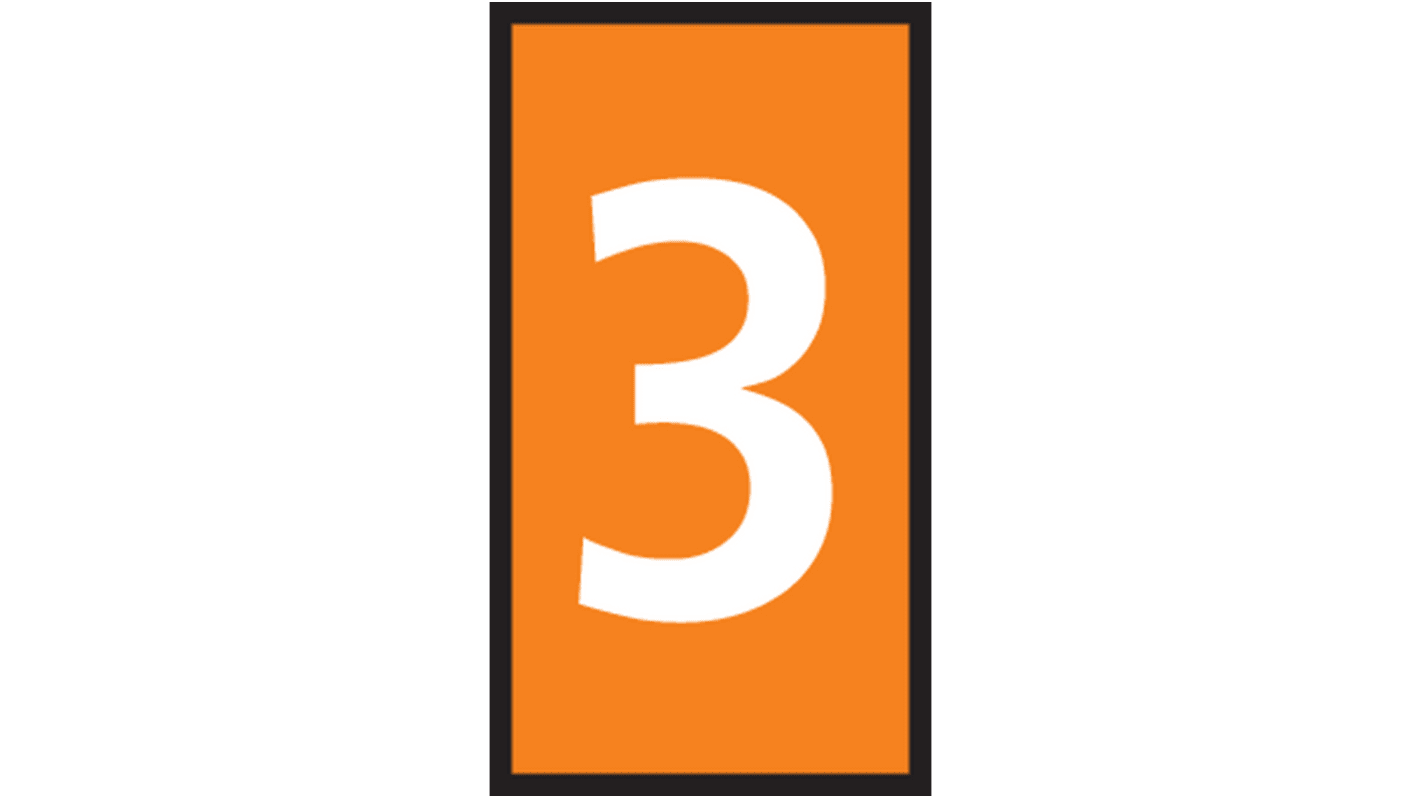 HellermannTyton HODS50 Slide On Cable Marker, Orange, Pre-printed "3", 1.7 → 3.6mm Cable