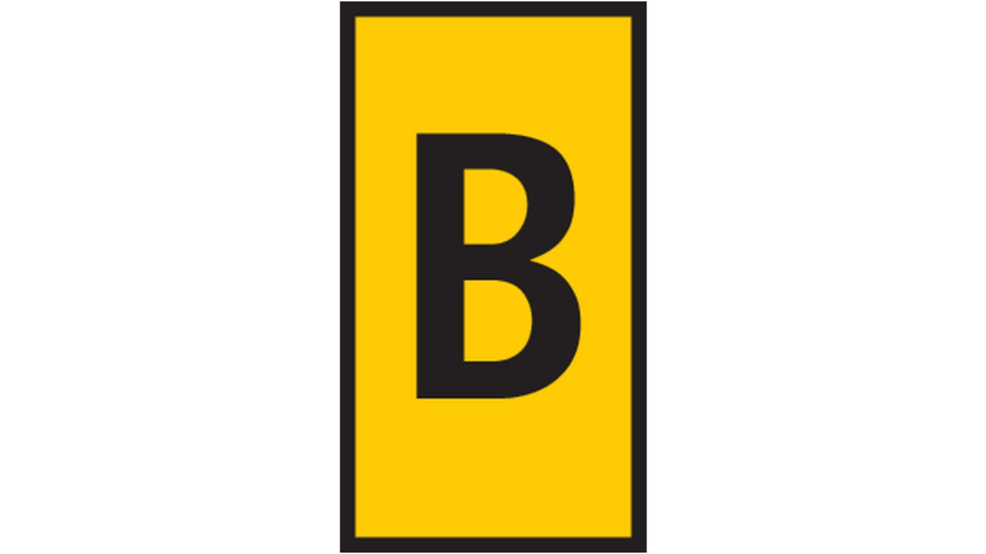 HellermannTyton HODS50 Slide On Cable Marker, Black on Yellow, Pre-printed "B", 1.7 → 3.6mm Cable