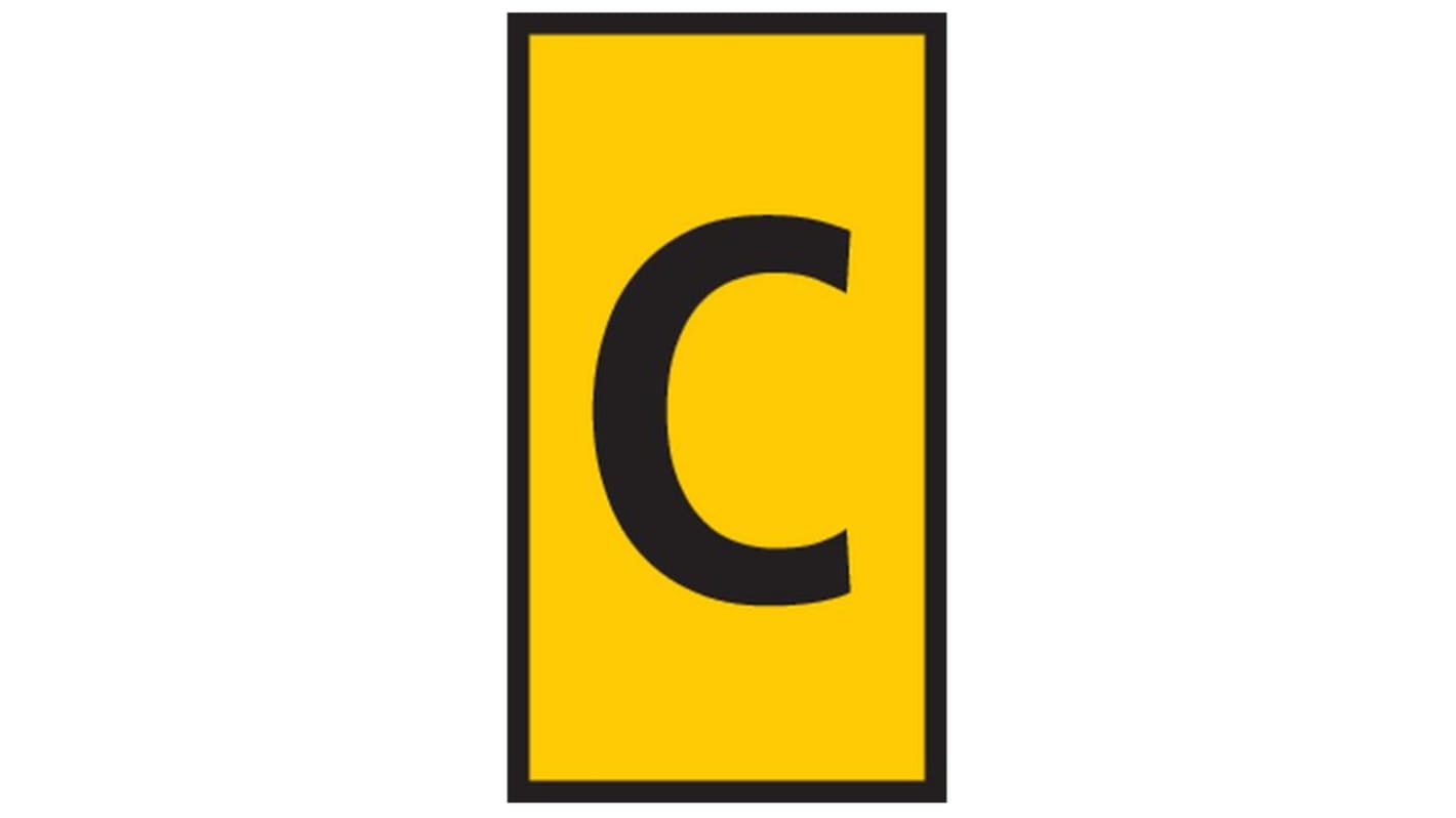 HellermannTyton HODS50 Slide On Cable Marker, Black on Yellow, Pre-printed "C", 1.7 → 3.6mm Cable