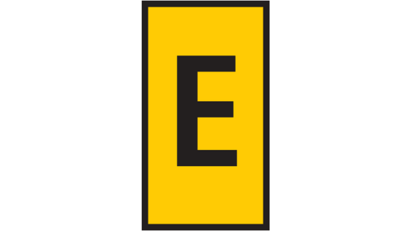 HellermannTyton HODS50 Slide On Cable Marker, Black on Yellow, Pre-printed "E", 1.7 → 3.6mm Cable