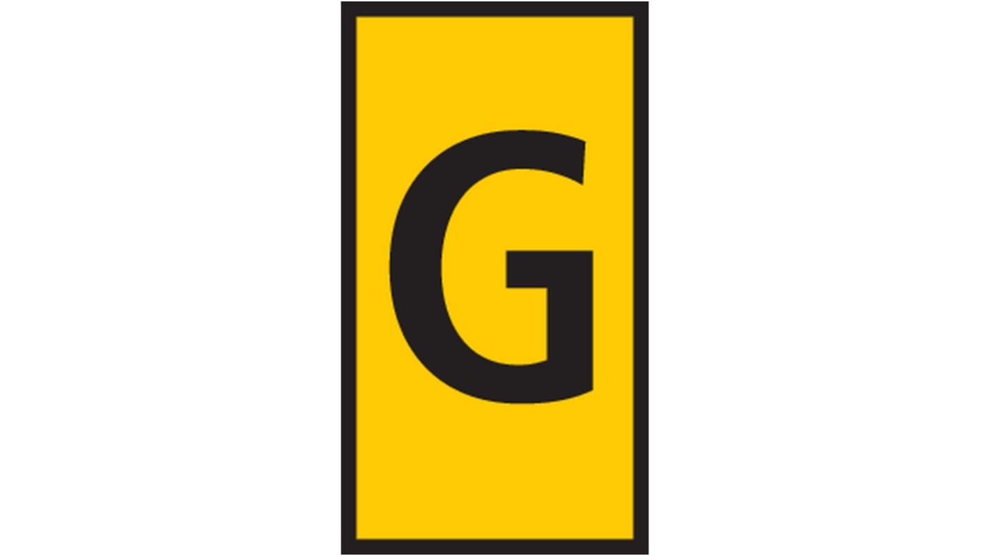 HellermannTyton HODS50 Slide On Cable Marker, Black on Yellow, Pre-printed "G", 1.7 → 3.6mm Cable