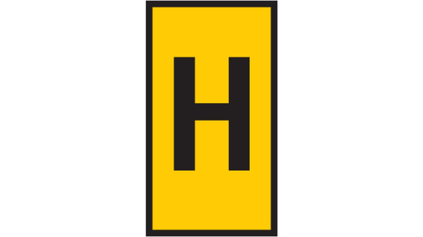 HellermannTyton HODS50 Slide On Cable Marker, Black on Yellow, Pre-printed "H", 1.7 → 3.6mm Cable