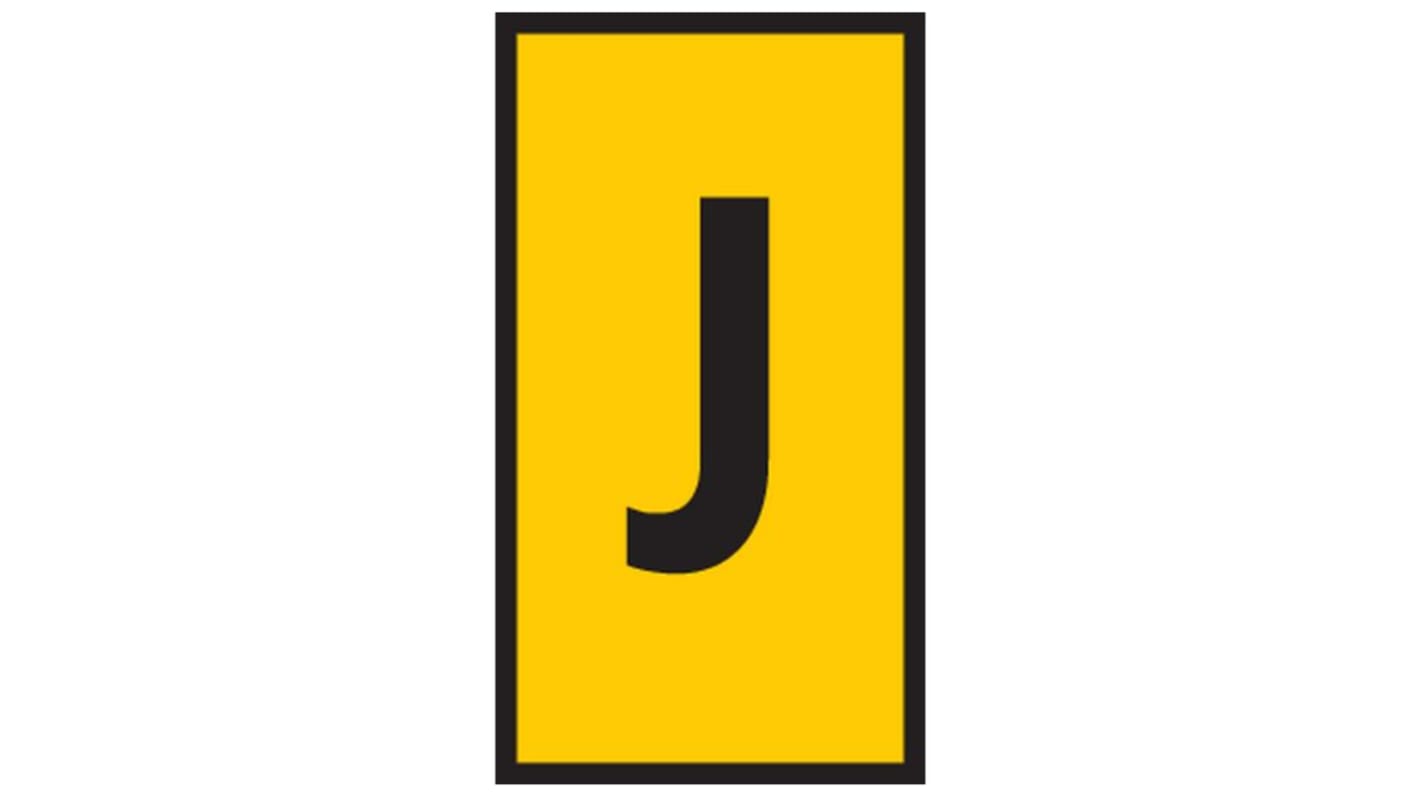 HellermannTyton HODS50 Slide On Cable Marker, Black on Yellow, Pre-printed "J", 1.7 → 3.6mm Cable