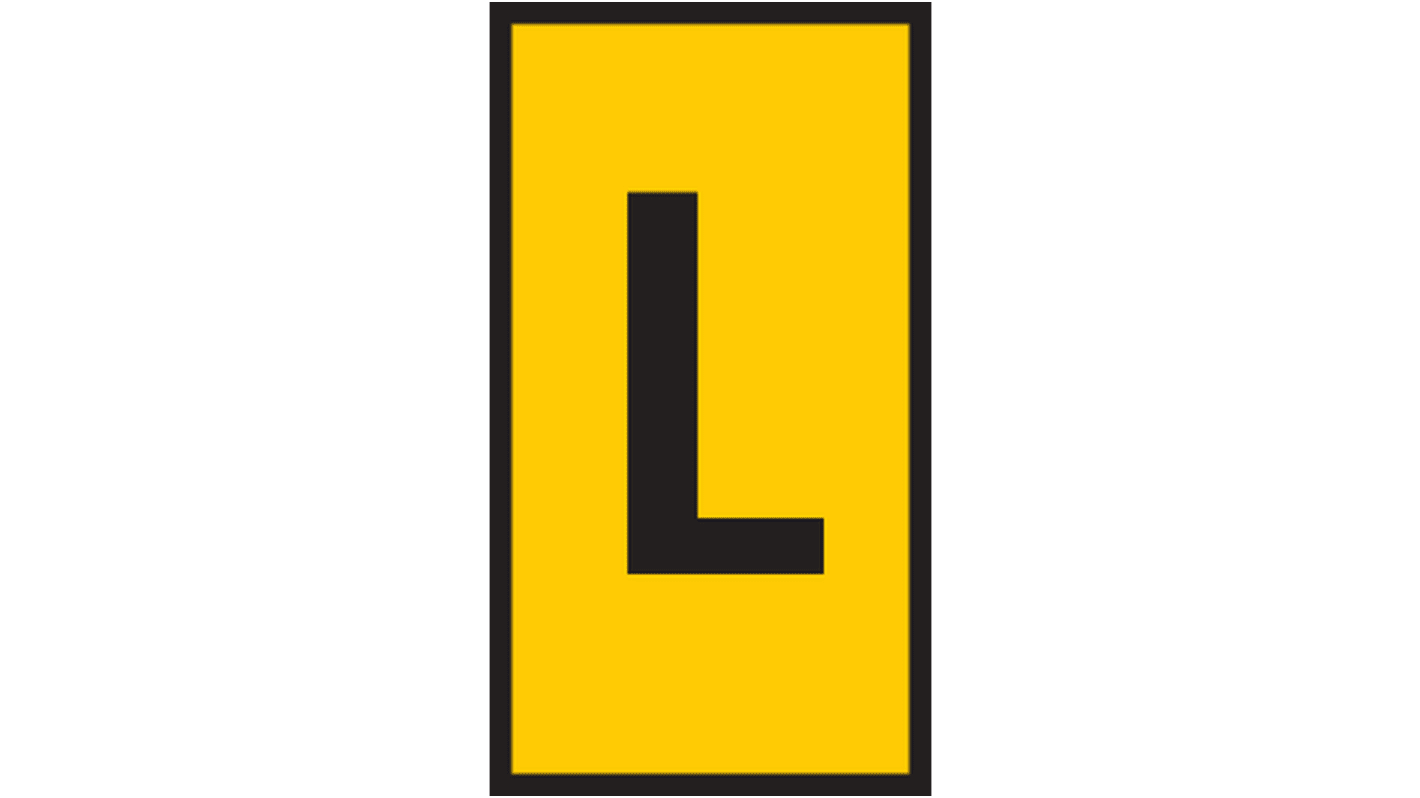 HellermannTyton HODS50 Slide On Cable Marker, Black on Yellow, Pre-printed "L", 1.7 → 3.6mm Cable