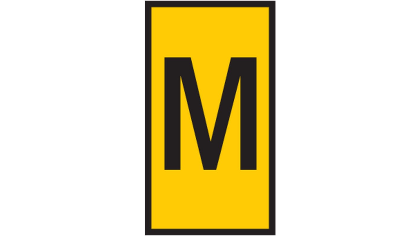 HellermannTyton HODS50 Slide On Cable Marker, Black on Yellow, Pre-printed "M", 1.7 → 3.6mm Cable