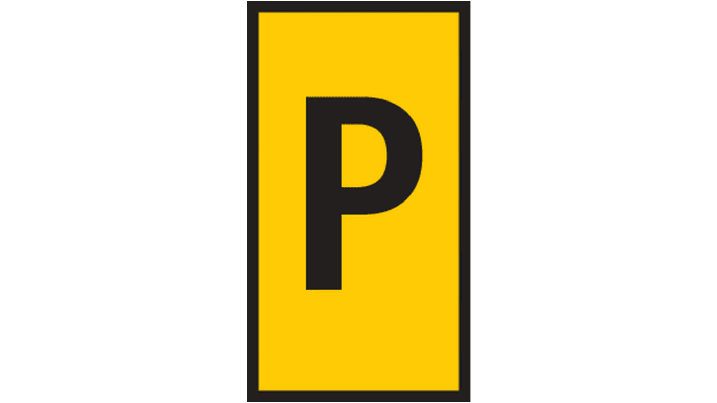 HellermannTyton HODS50 Slide On Cable Marker, Black on Yellow, Pre-printed "P", 1.7 → 3.6mm Cable