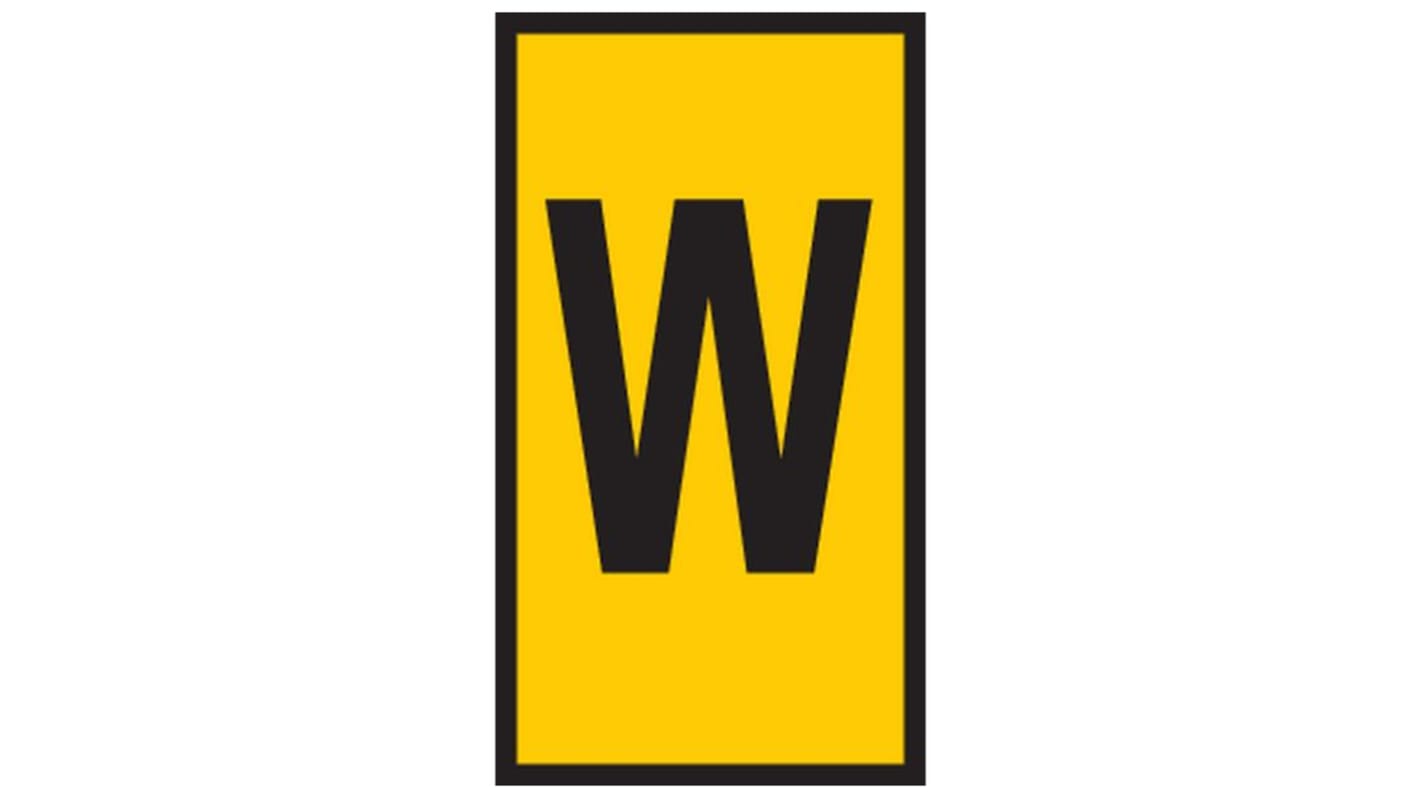 HellermannTyton HODS50 Slide On Cable Marker, Black on Yellow, Pre-printed "W", 1.7 → 3.6mm Cable