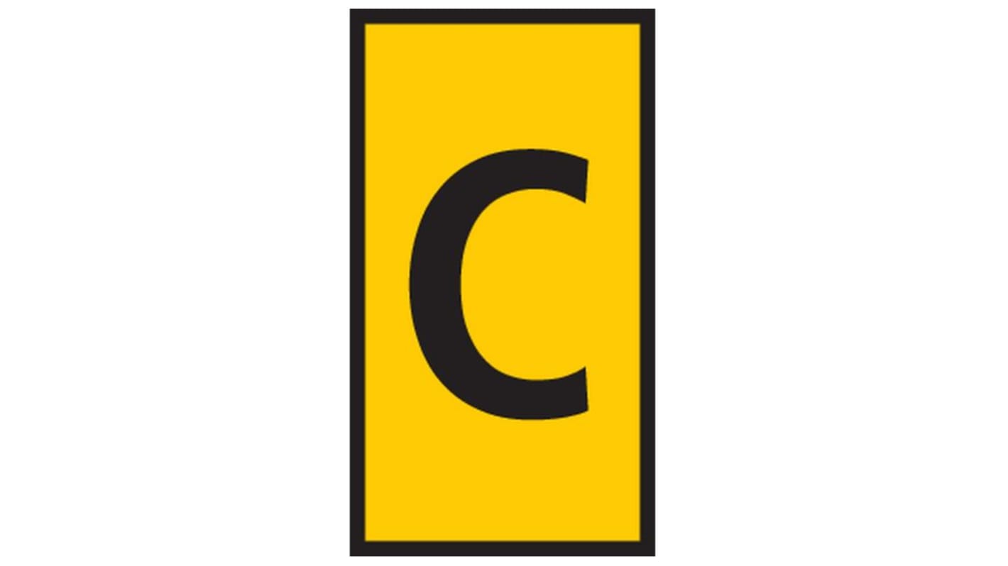 HellermannTyton WIC0 Cable Markers, Yellow, Pre-printed "C", 2 → 2.8mm Cable