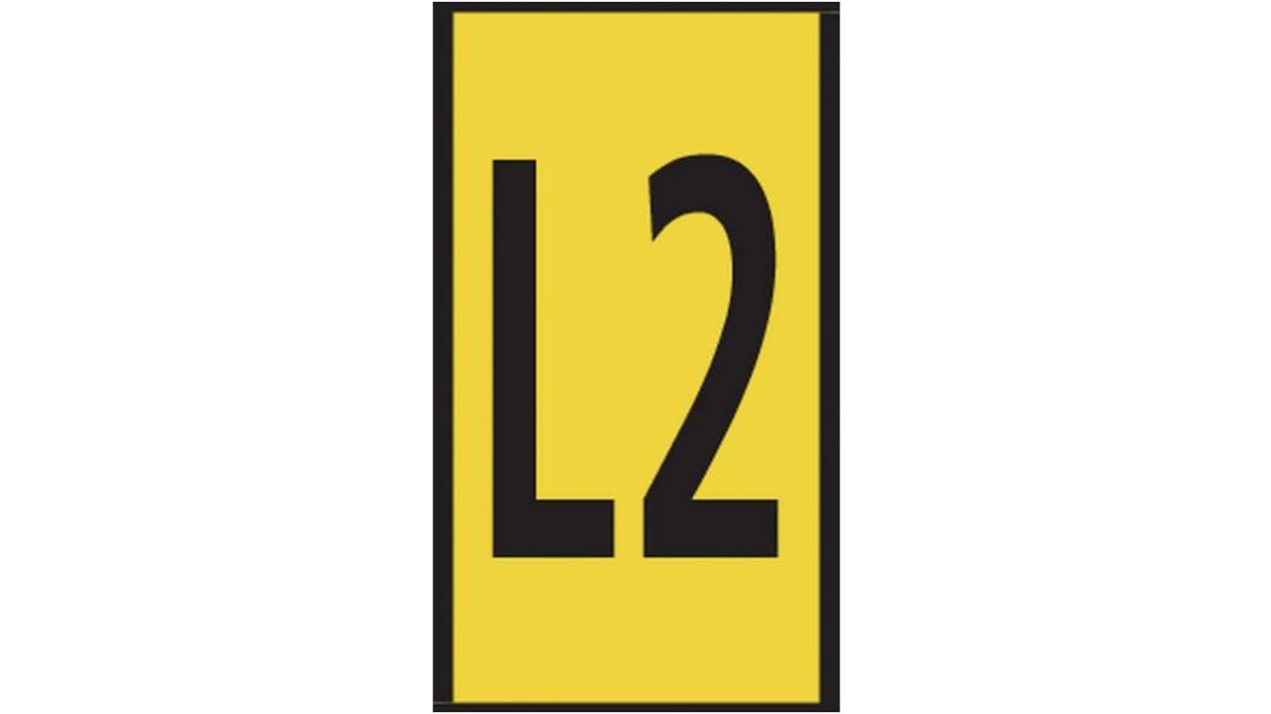 HellermannTyton WIC0 Cable Markers, Yellow, Pre-printed "L2", 2 → 2.8mm Cable