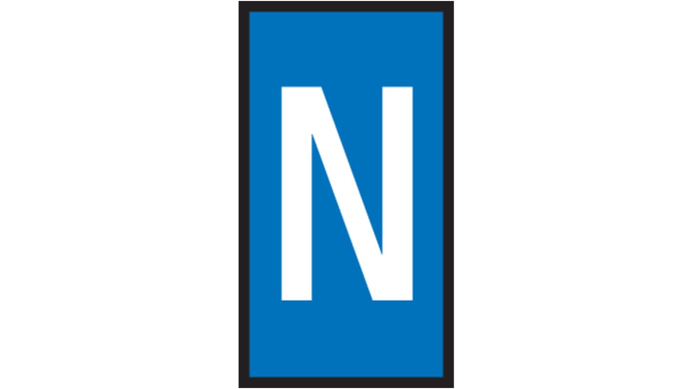 HellermannTyton WIC0 Cable Markers, Blue, Pre-printed "N", 2 → 2.8mm Cable