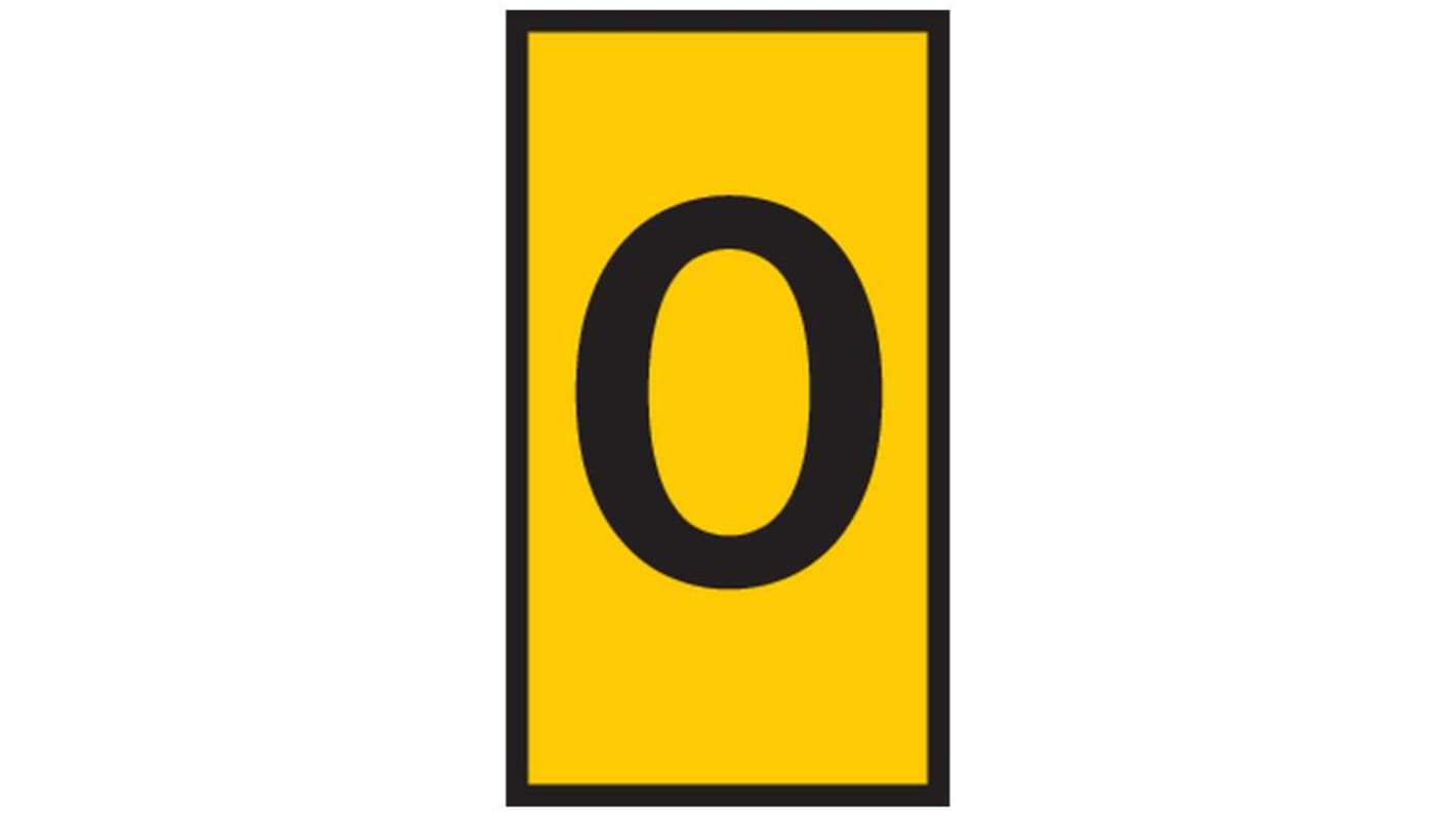 HellermannTyton WIC0 Cable Markers, Yellow, Pre-printed "O", 2 → 2.8mm Cable