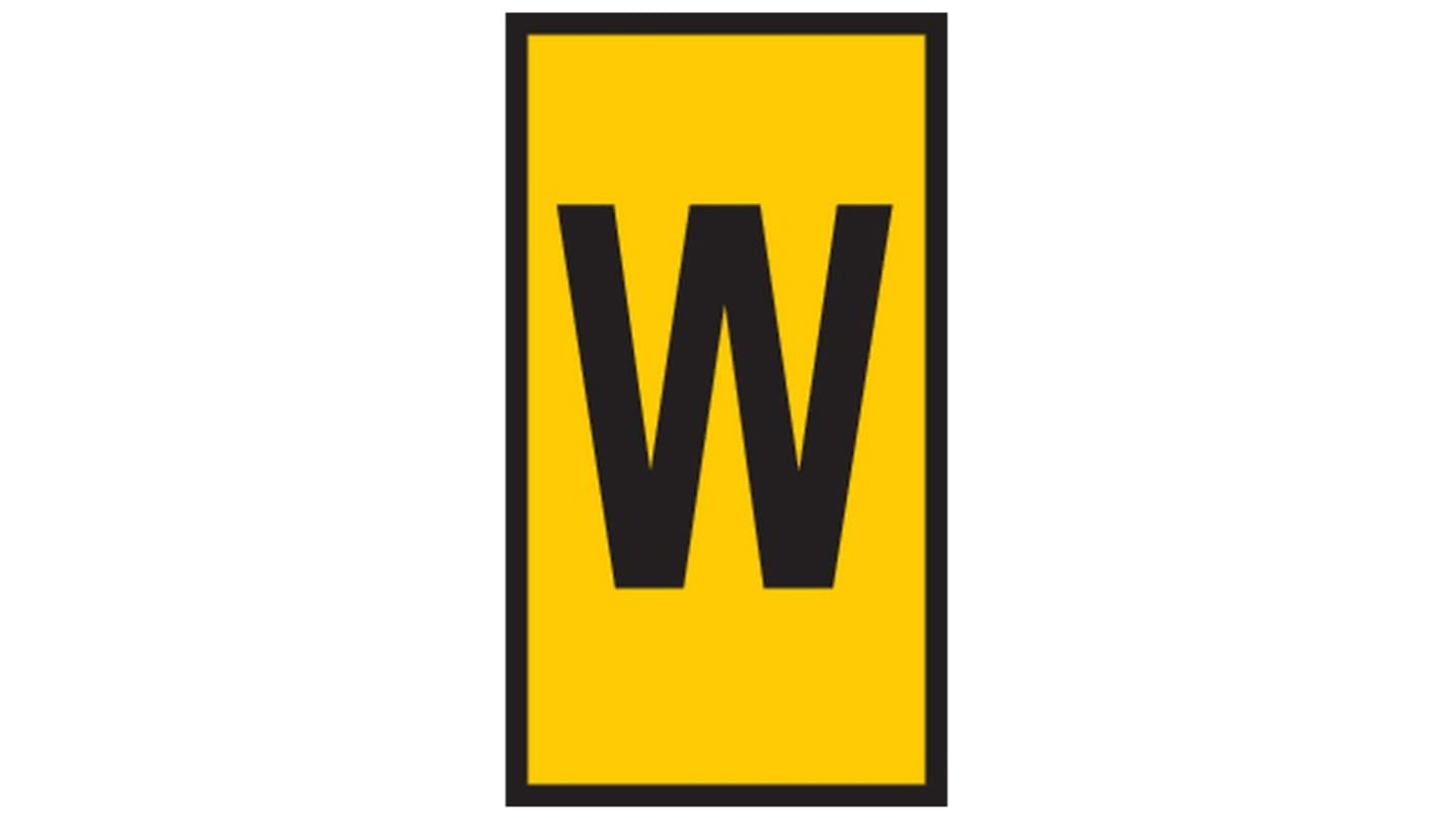 HellermannTyton WIC0 Cable Markers, Yellow, Pre-printed "W", 2 → 2.8mm Cable