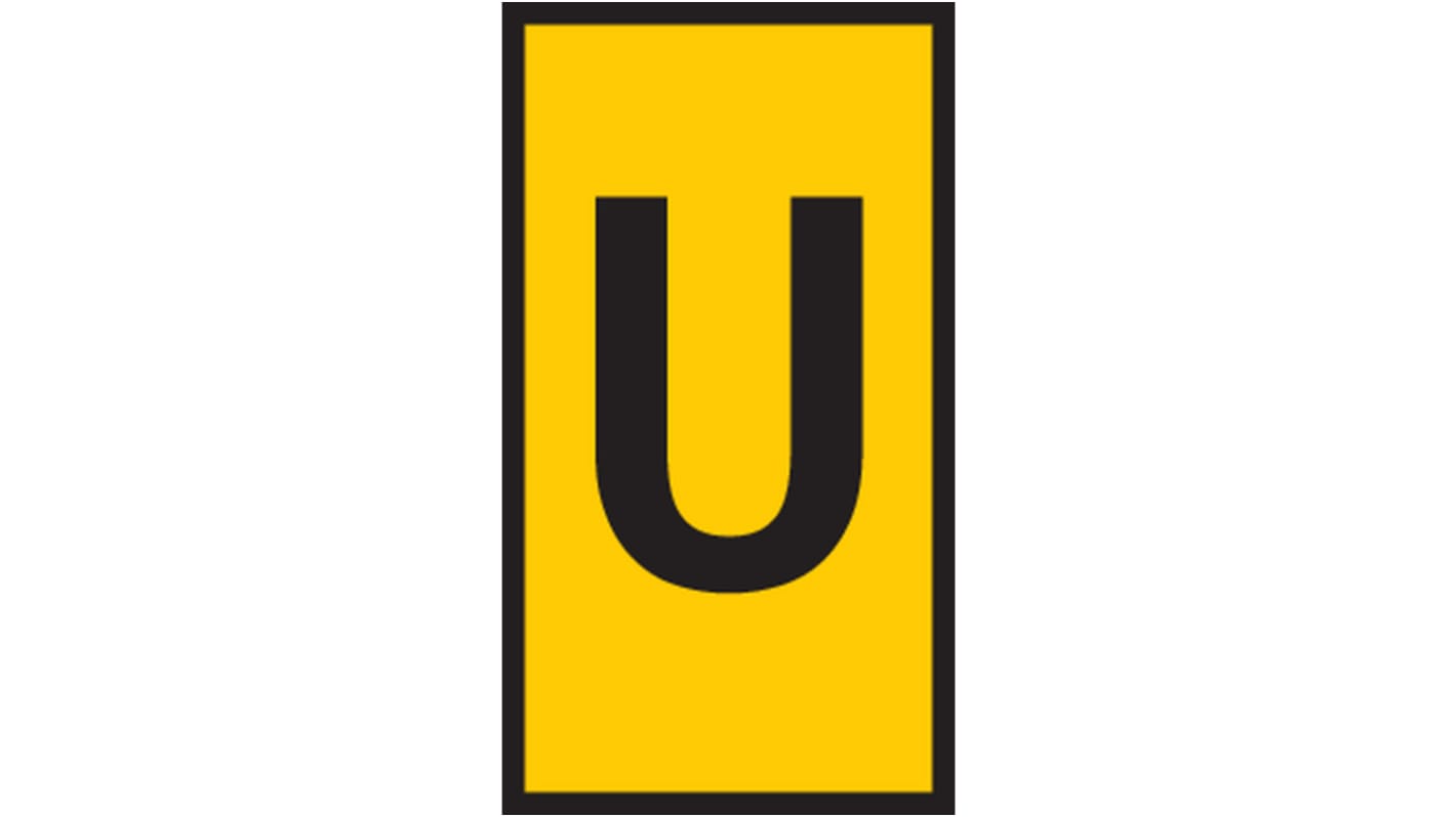 HellermannTyton WIC1 Cable Markers, Yellow, Pre-printed "U", 2 → 2.8mm Cable
