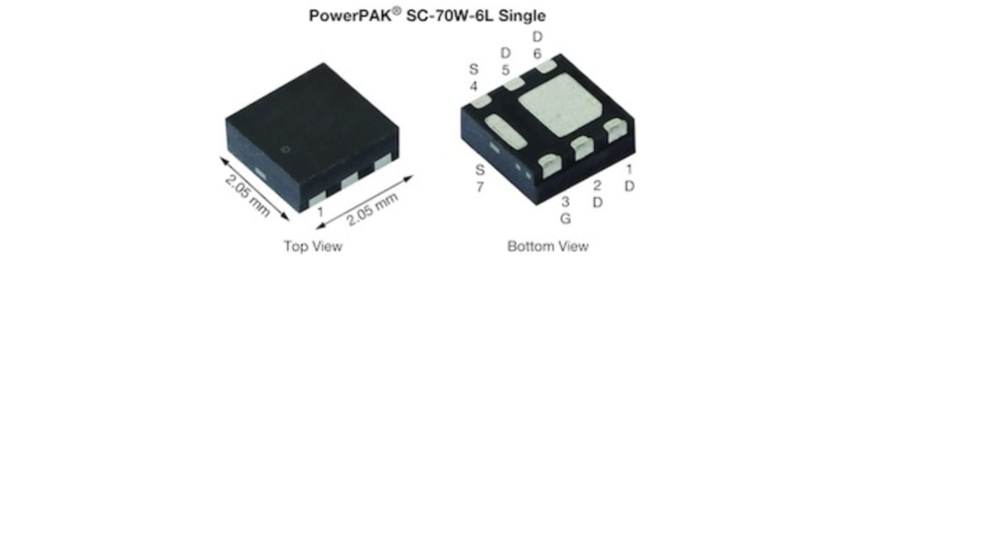 MOSFET Vishay SQA700CEJW-T1_GE3, VDSS 100 V, ID 9 A, POWERPAK SC-70W-6L de 7 pines