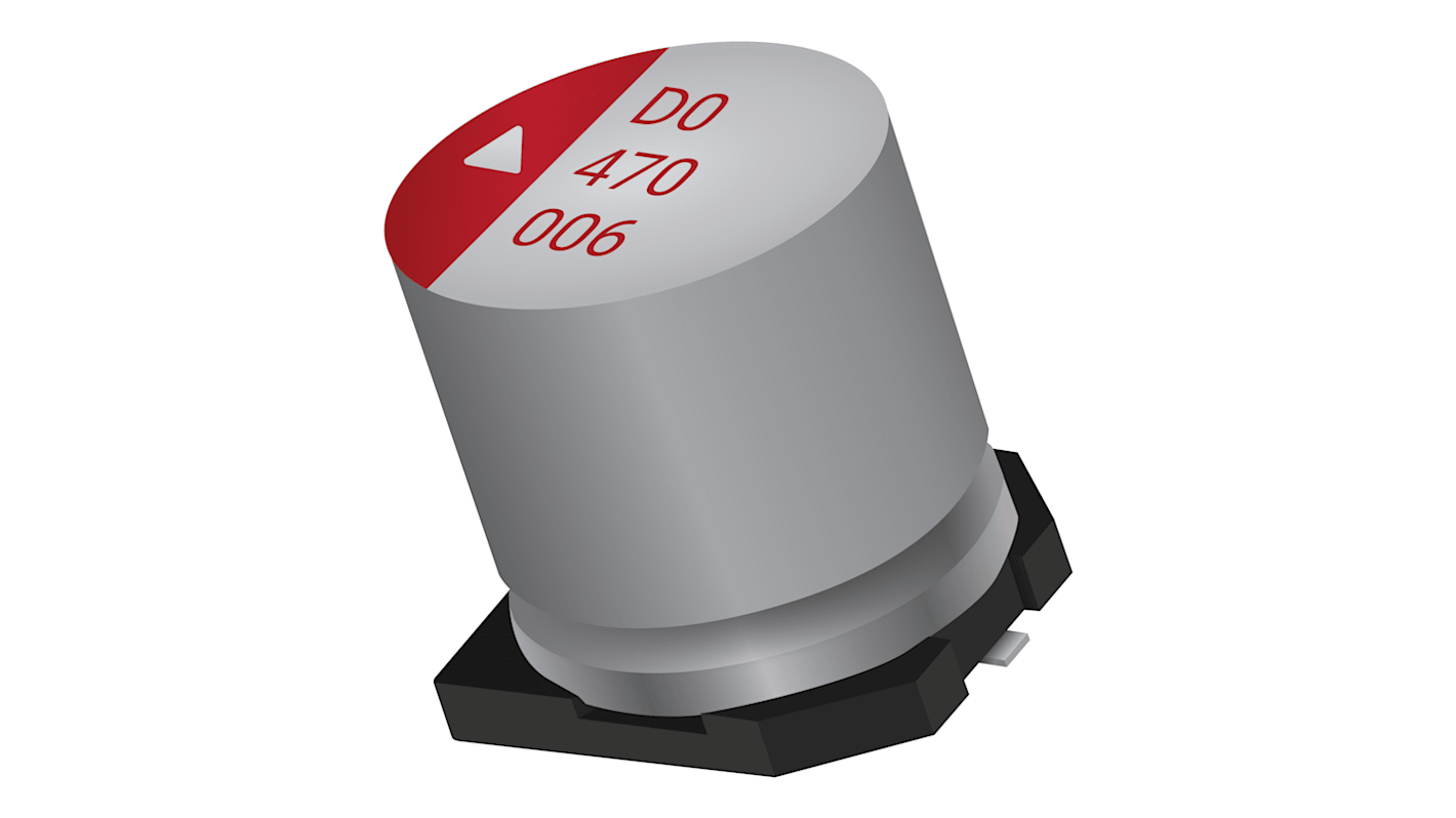 Condensador de polímero de aluminio conductivo KYOCERA AVX, 220μF, 50V dc, mont. SMD, 10 (Dia.) x 10.3mm, paso 4.5mm