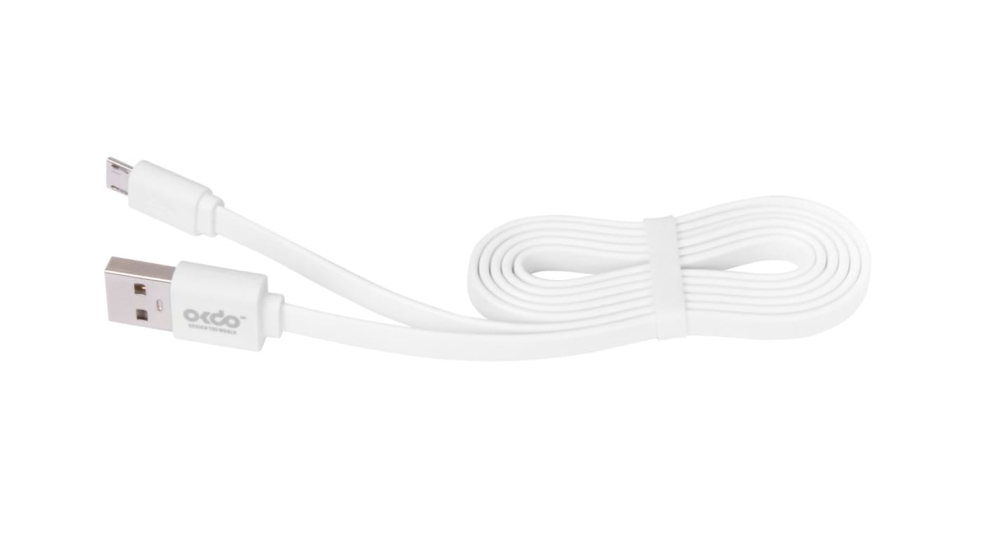 Cable de fideos Okdo Micro USB - 1m m blanco de Okdo