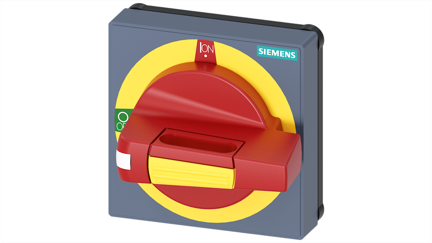 Mando giratorio Siemens, para 3KD Tamaño 1 y 2, 3KF Tamaño 1 45mm, tirador Rojo/Amarillo, IP65 SENTRON