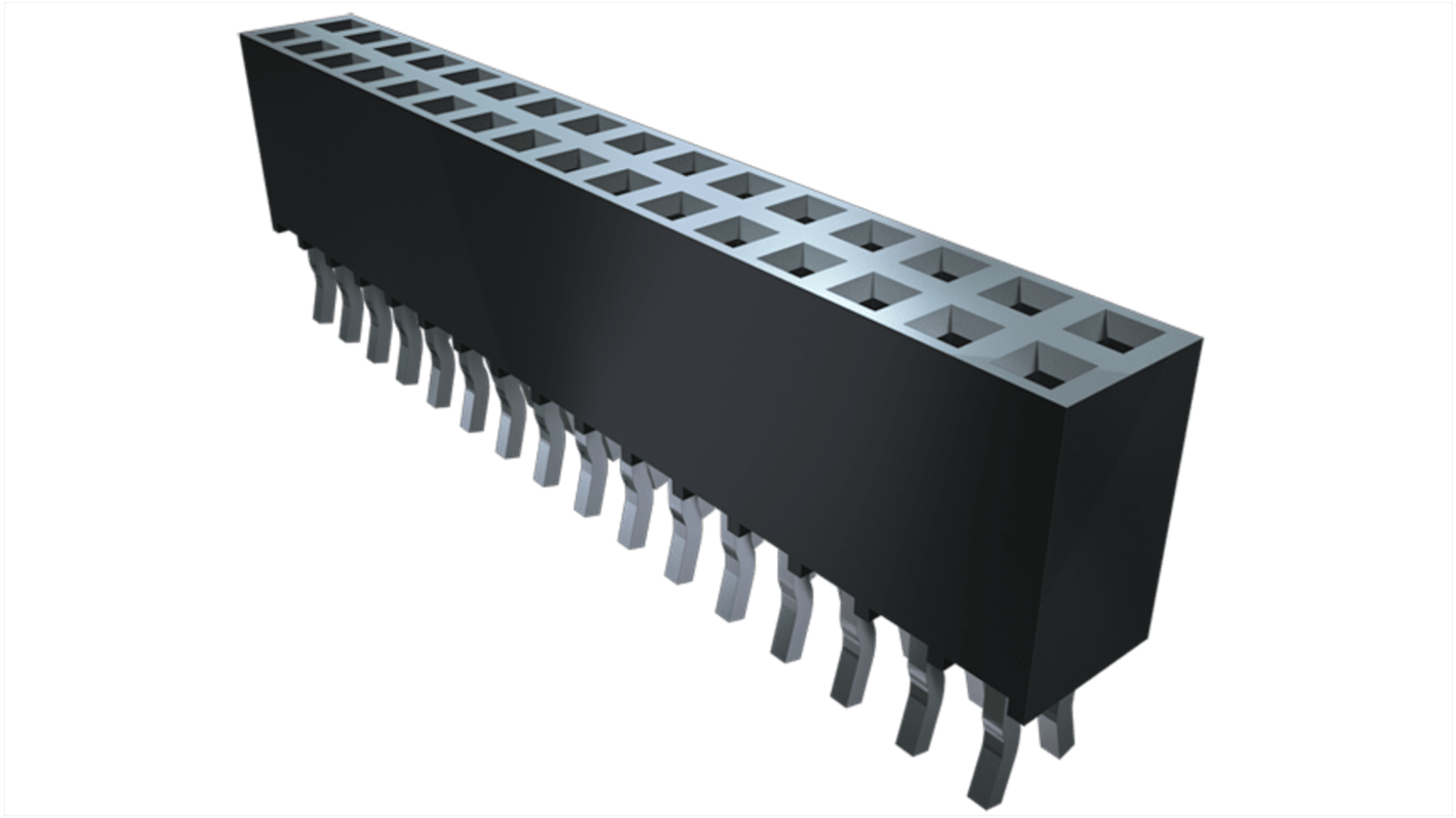 Samtec SSQ Series Straight Through Hole Mount PCB Socket, 14-Contact, 2-Row, 2.54mm Pitch, Solder Termination