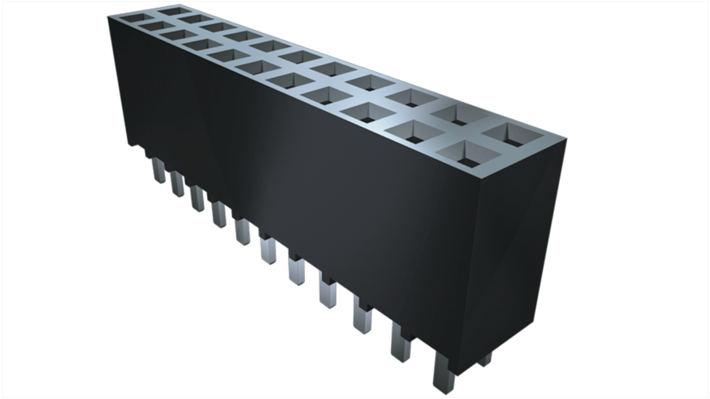 Samtec SSW Series Straight Through Hole Mount PCB Socket, 2-Contact, 2-Row, 2.54mm Pitch, Solder Termination