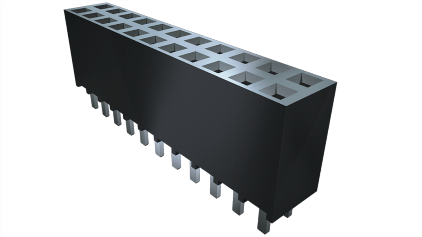 Conector hembra para PCB Samtec serie SSW SSW-104, de 8 vías en 2 filas, paso 2.54mm, Montaje en orificio pasante, para