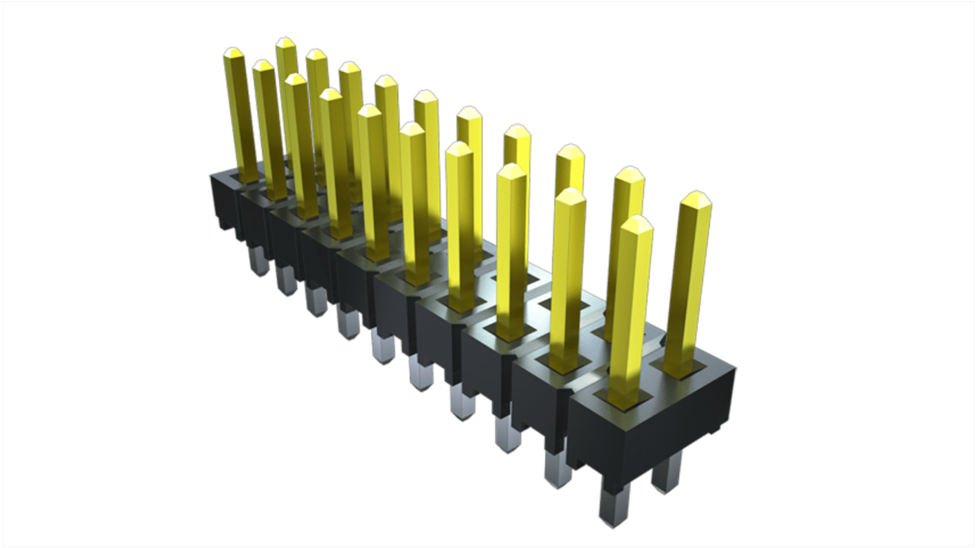 Embase à broches Samtec, TSW, 2 pôles , 2.54mm 1 rangée, Angle droit