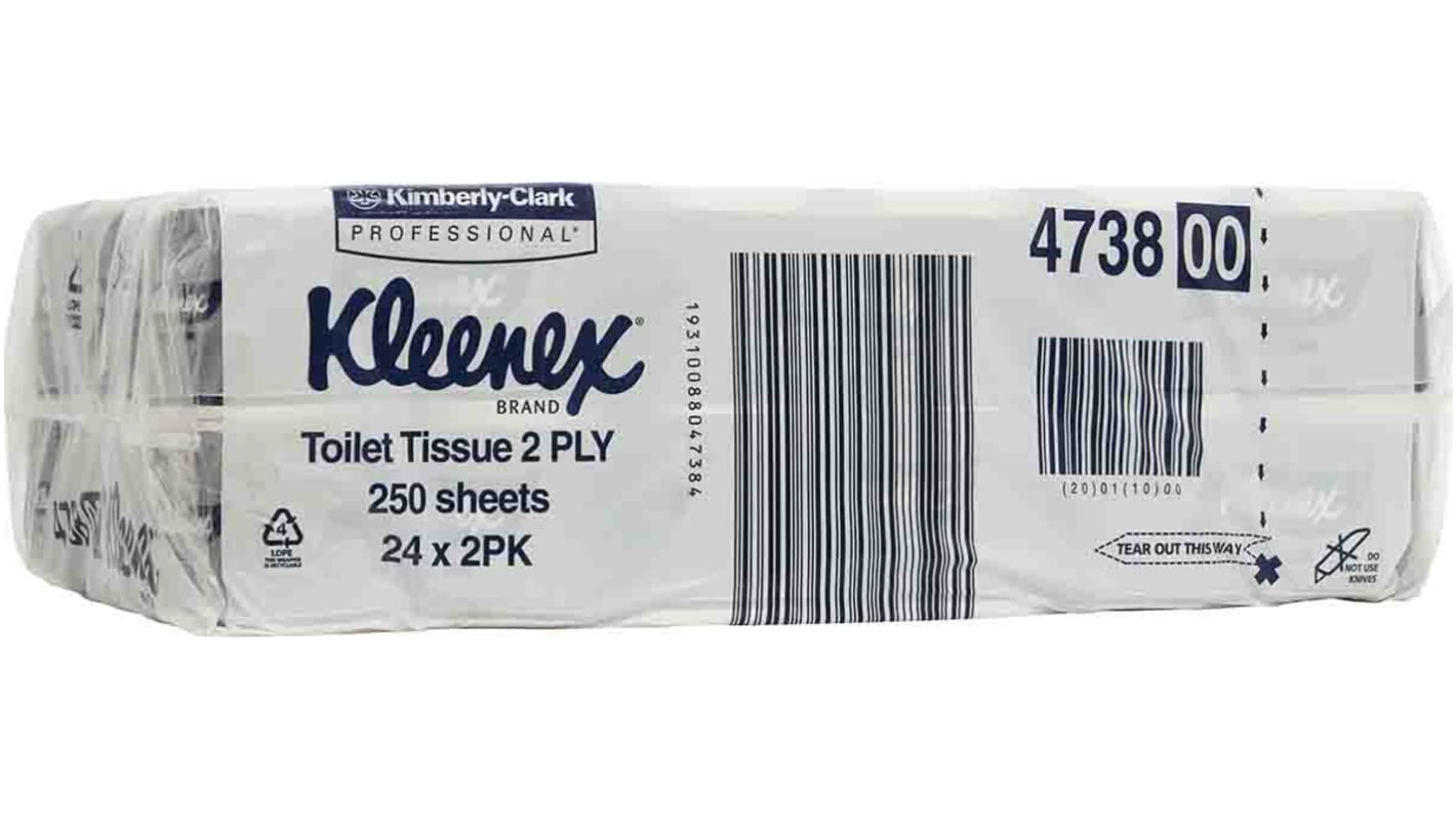 Kimberly Clark 24 rolls of 250 Sheets Toilet Roll, 2 ply