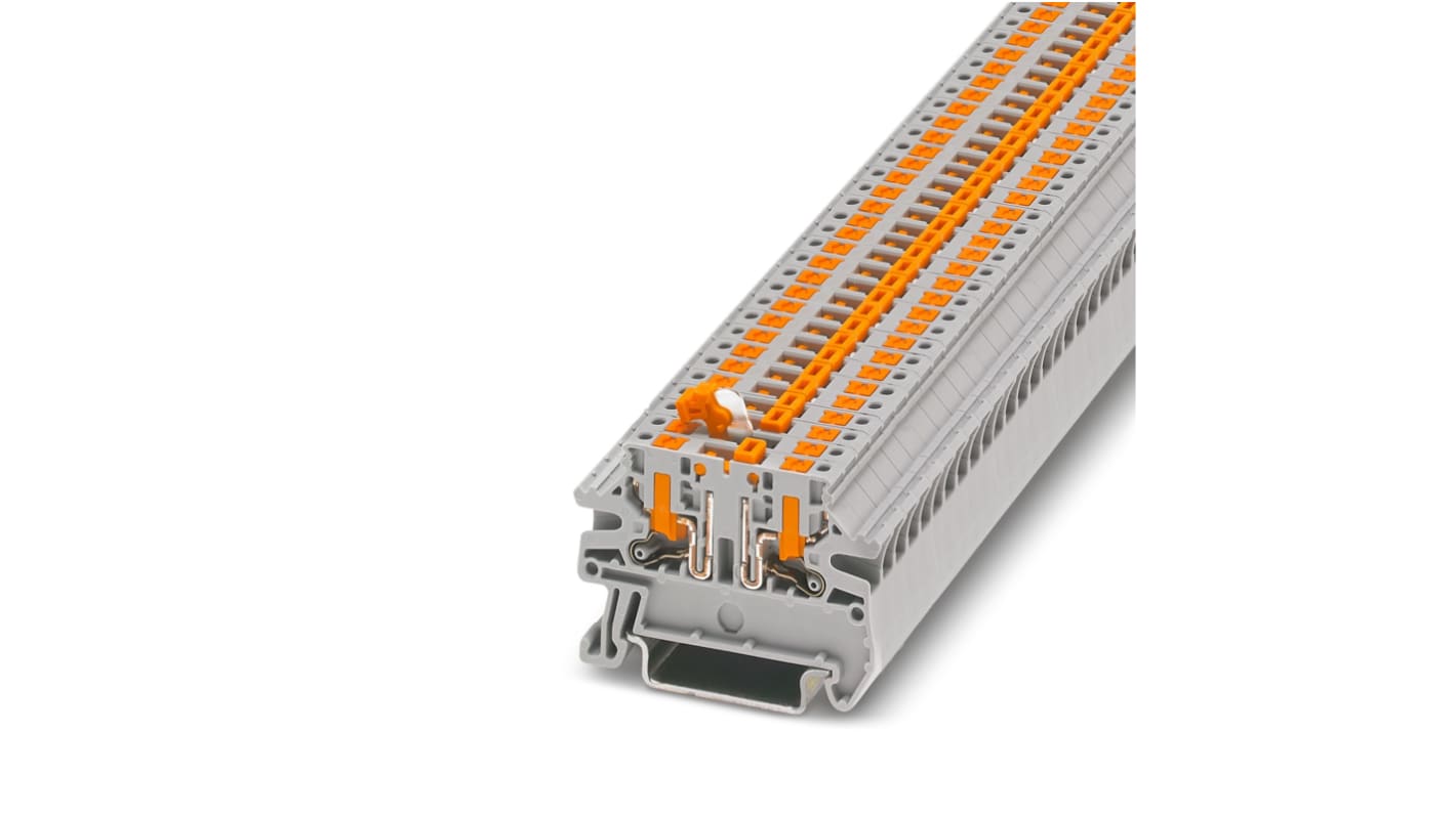 Phoenix Contact PTV Series Grey DIN Rail Terminal Block, 4mm², Single-Level, Screw Termination