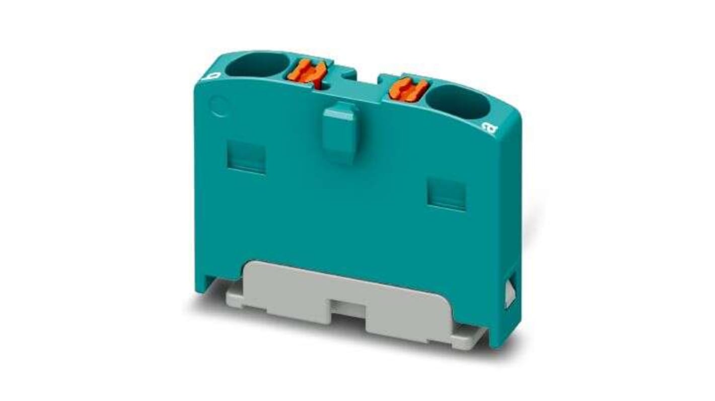 Phoenix Contact Distribution Block, 2 Way, 2.5mm², 17.5A, 450 V, Turquoise