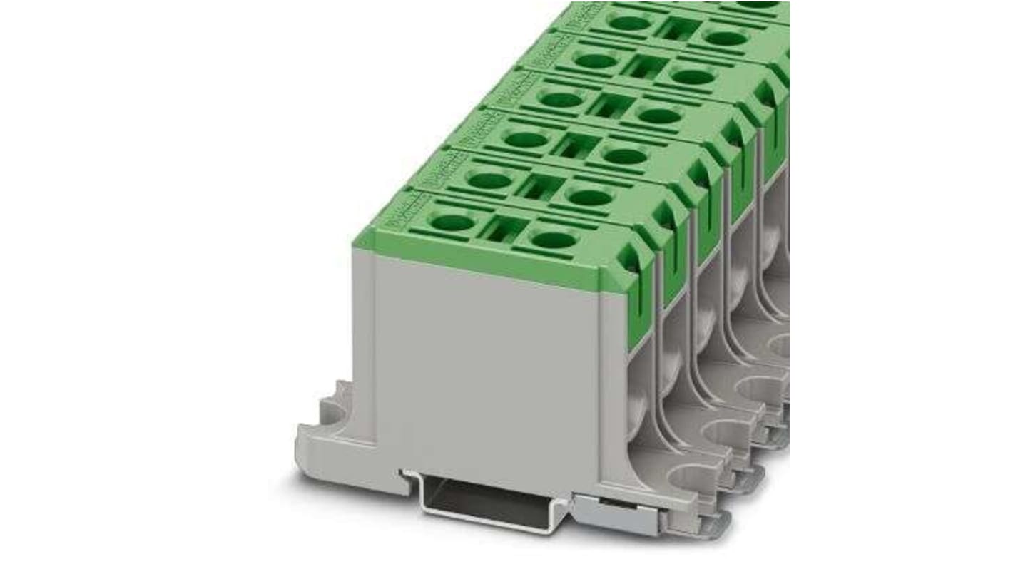 Phoenix Contact UBAL Series Green DIN Rail Terminal Block, 50mm², Single-Level, Screw Termination