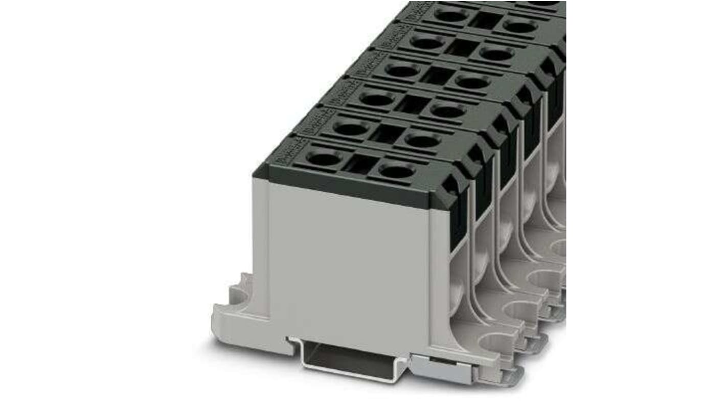 Phoenix Contact UBAL 50 BK Series Black DIN Rail Terminal Block, 50mm², Single-Level, Screw Termination