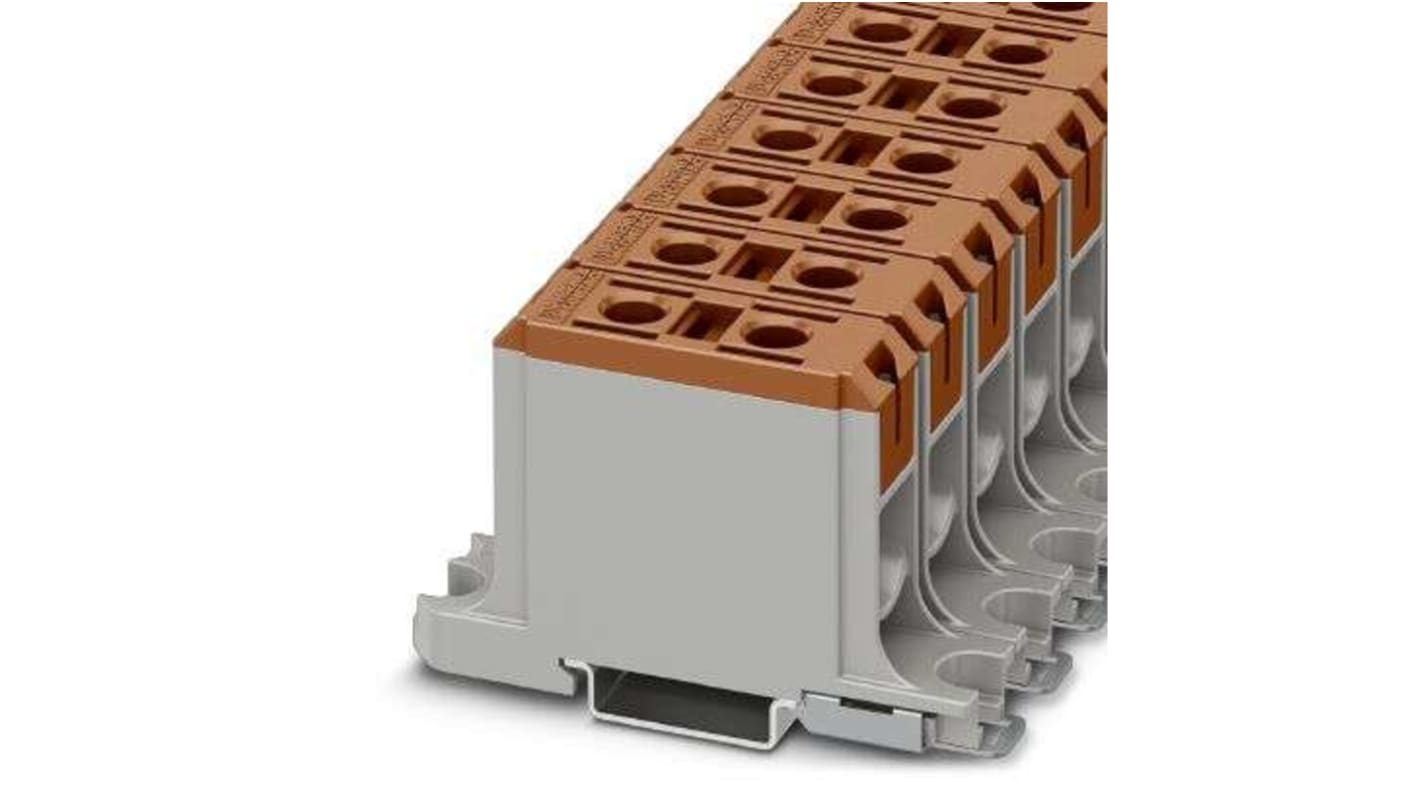 Bloc de jonction rail DIN Phoenix Contact UBAL, 50mm², A visser, Marron