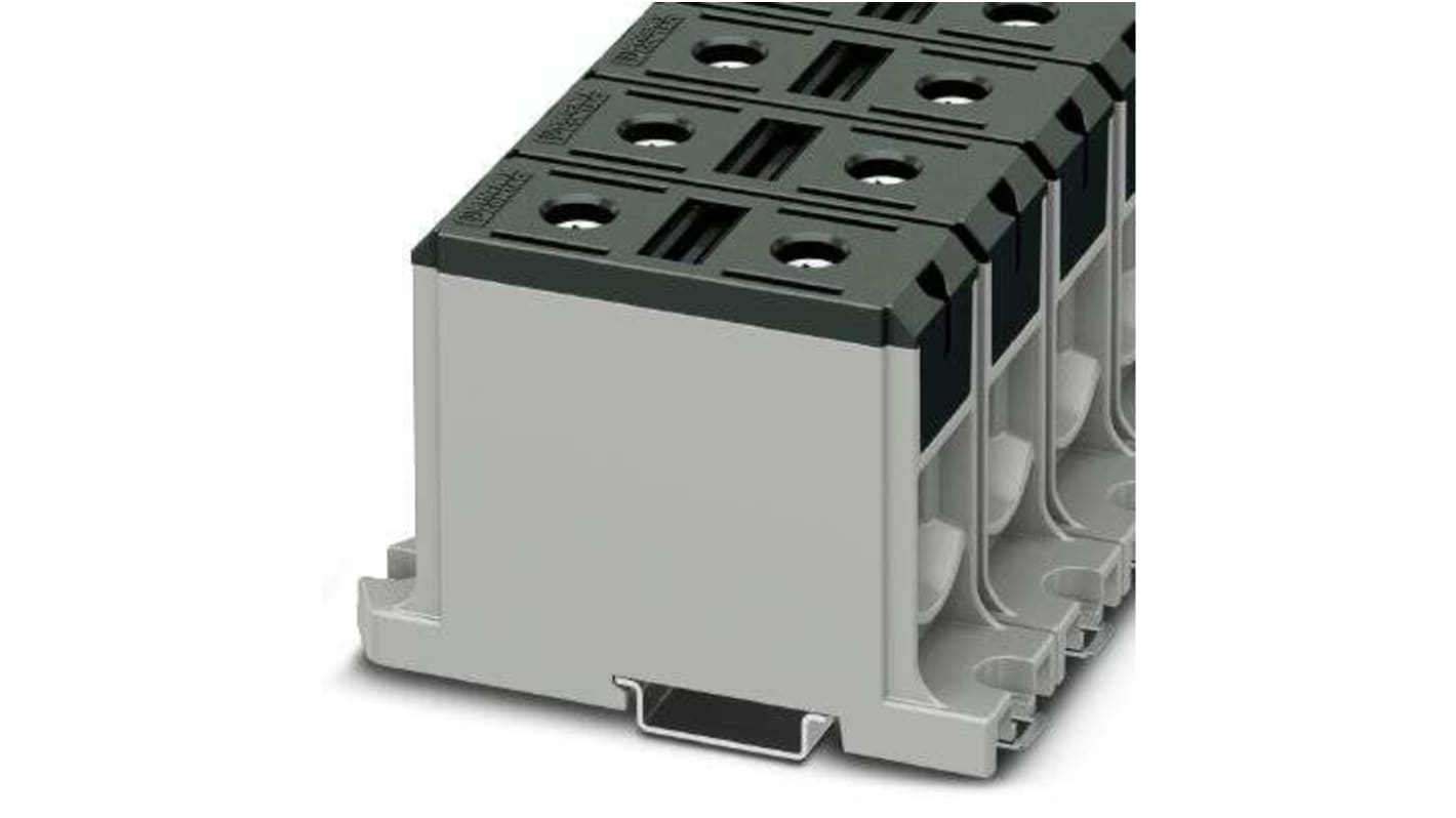 Phoenix Contact UBAL 150 BK Series Black DIN Rail Terminal Block, 150mm², Single-Level, Screw Termination