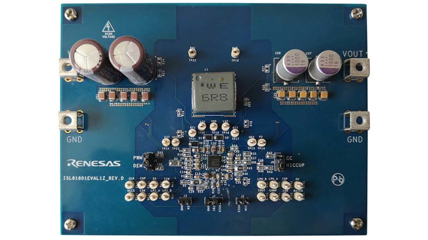 Vyhodnocovací deska, ISL81801EVAL1Z, Snižující/zvyšující regulátor, Renesas Electronics