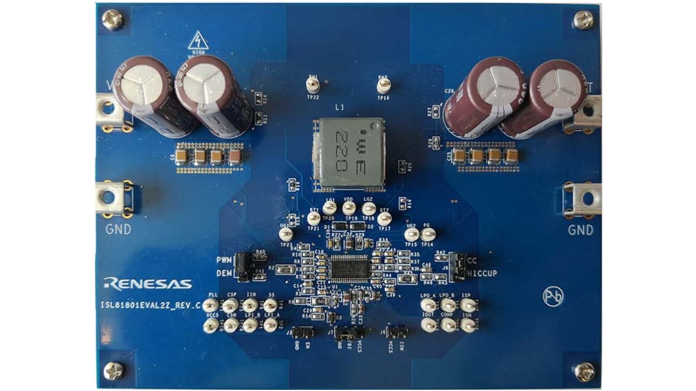 Vyhodnocovací deska, ISL81801EVAL2Z, Snižující/zvyšující regulátor, Renesas Electronics