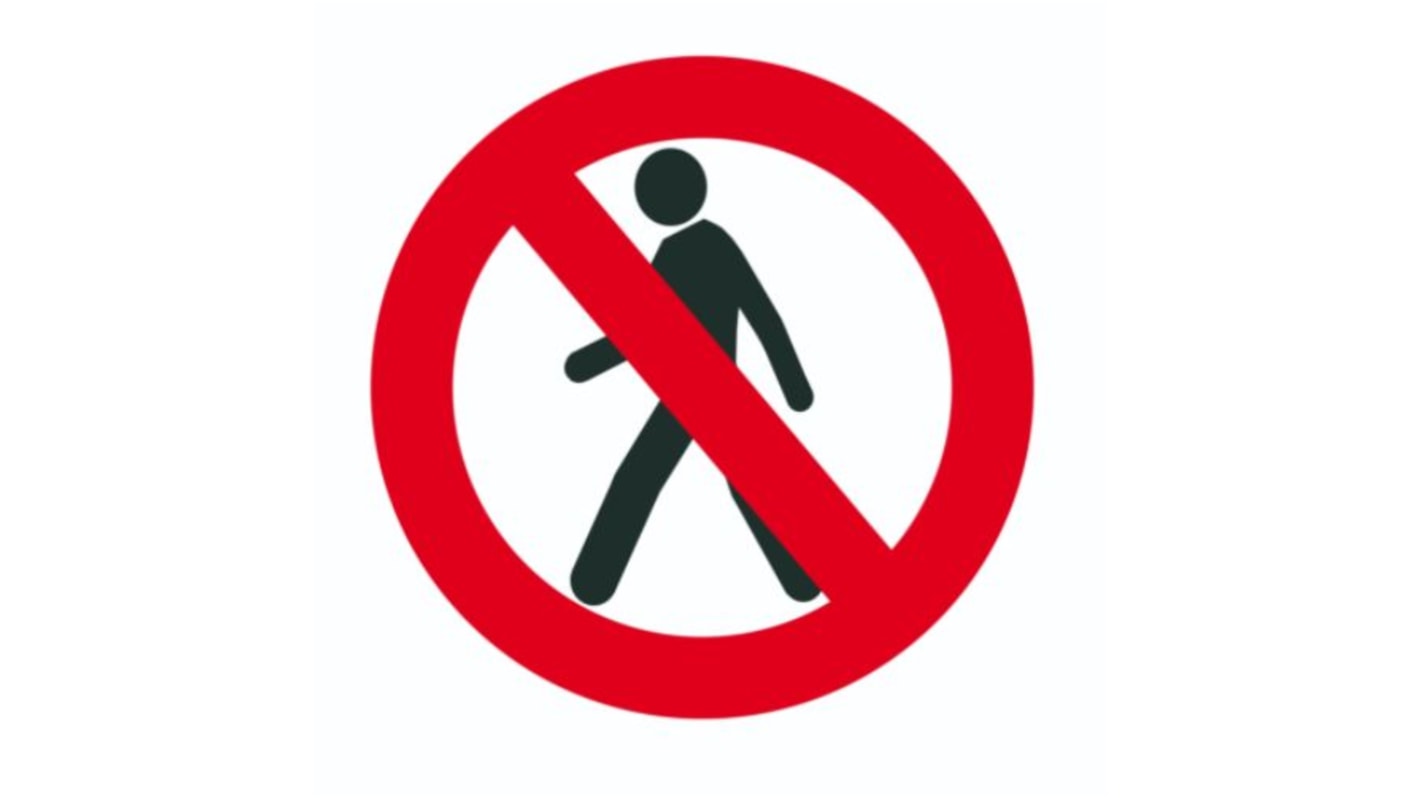 PVC No Pedestrians Prohibition Floor Sticker, Ø 500mm