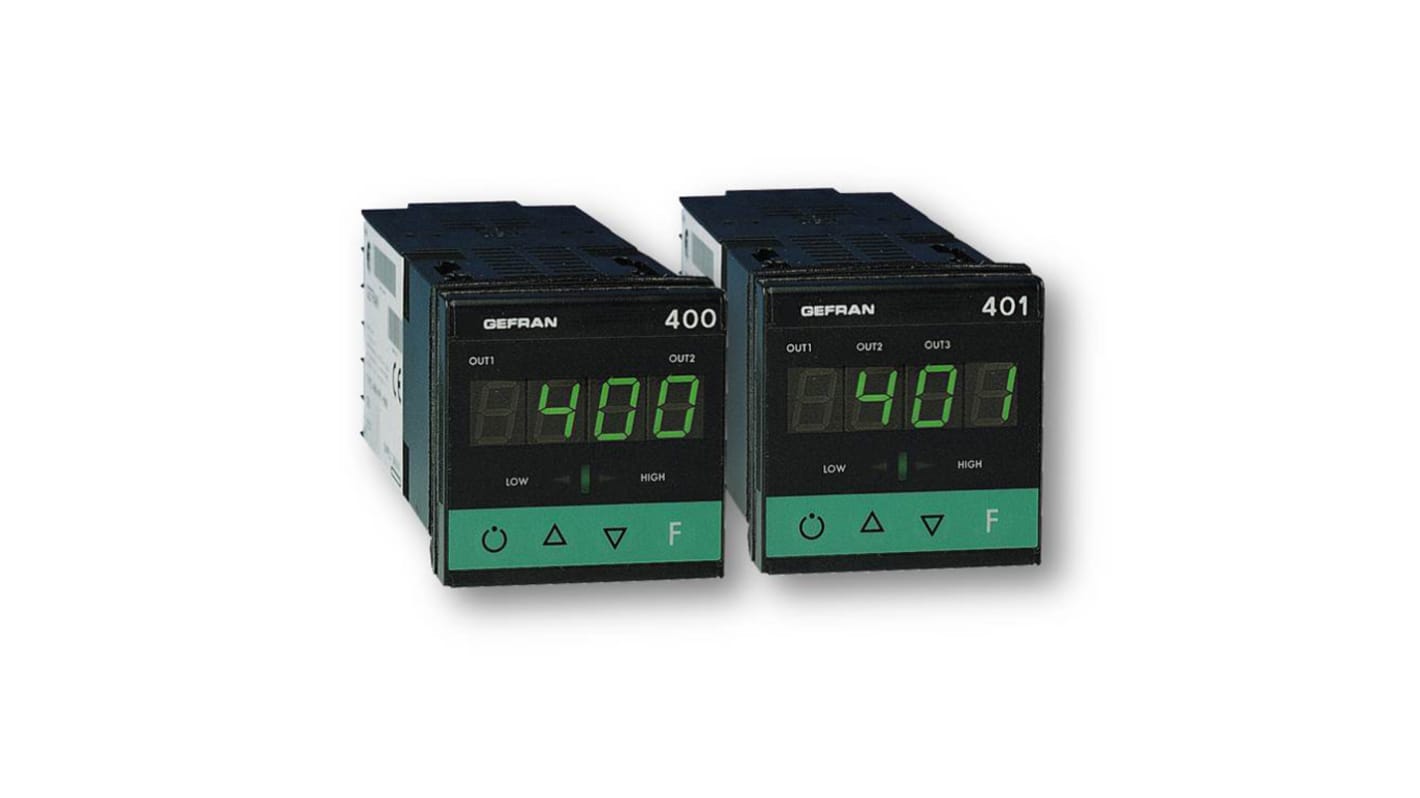 Gefran 400 Panel Mount Controller, 48 x 48 (1/16 DIN)mm 1 Input, 2 Output Electromechanical Relay, 240 V Supply Voltage